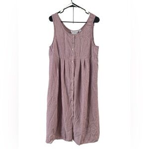 Vintage red and white cottage core midi button down dress